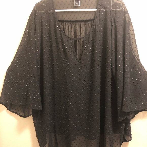 Torrid sheer blouse with gold textured polka dots - Picture 2 of 5